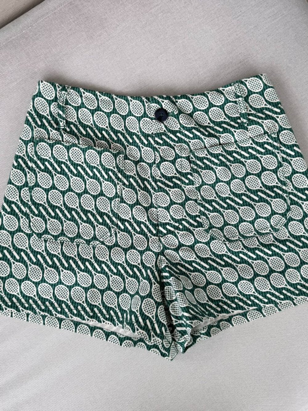 New Anthropologie Maeve The Colette Shorts Green Tennis Racket Printed 27